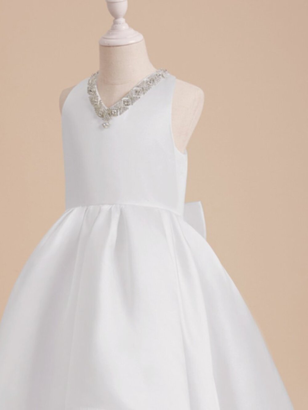 Fower Girl/First Communion White Ball-Gown/Princess Beading Satin Dress Size 11